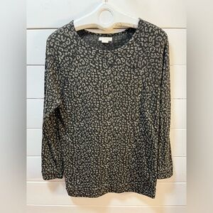 OBEY PROPAGANDA Leopard Print Long Sleeve Top – Size M – Grey/Black